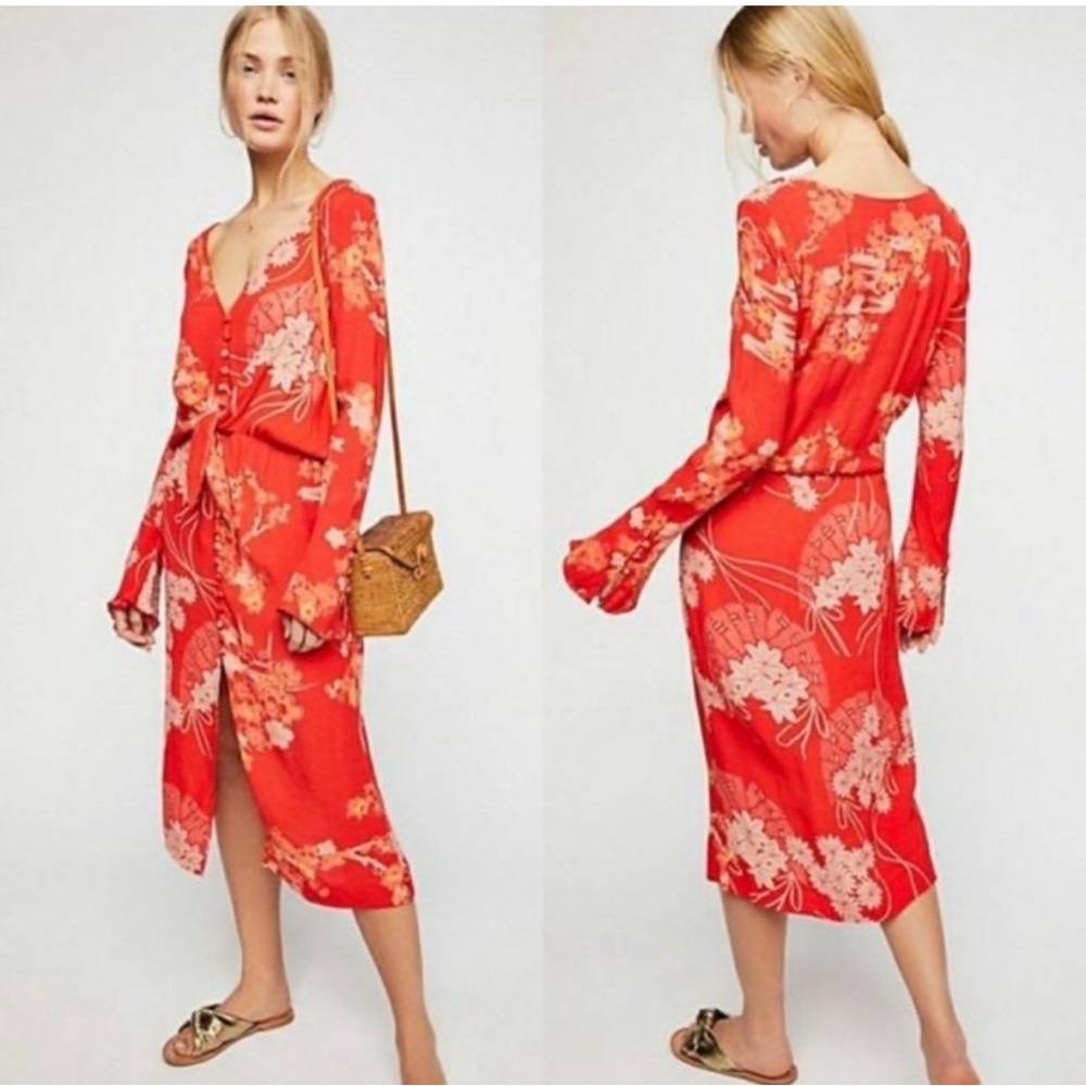 Free People mixed print twist dress size XS